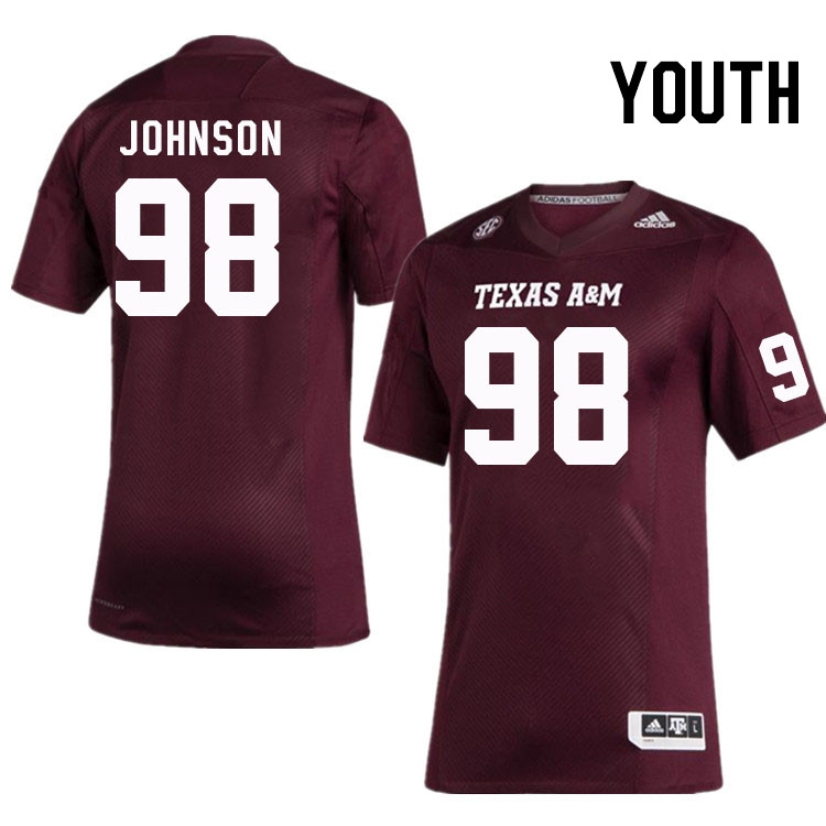 Youth #98 Jordan Johnson Texas A&M Aggies College Football Jerseys Stitched Sale-Maroon - Click Image to Close